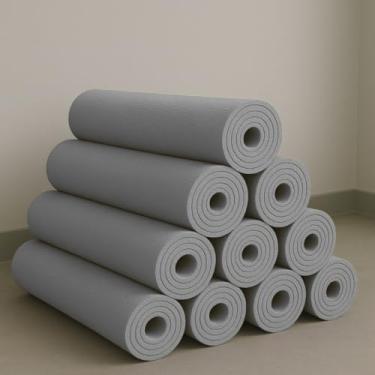 Imagem de Kit 10 Tapete Yoga Colchonete Tatame 1,70m x 55cm x 5mm para Exercício em Casa(Cinza,Sem Alça)