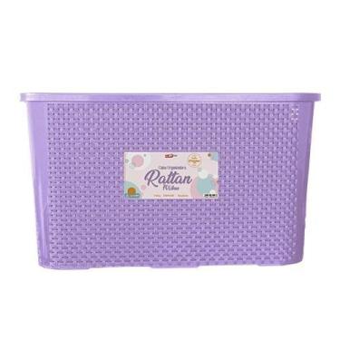 Imagem de Caixa Organizadora Rattan Color Premium 70 Litros. - Plastsu, Lilás