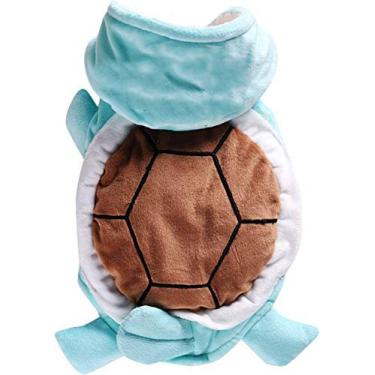Imagem de Fantasias de Halloween para cães e gatos – Roupas de cosplay de tartaruga, adorável roupa de pijama de tartaruga de flanela, moletom com capuz de veludo macio, suéter de lã engraçado para cães