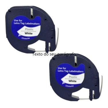 Imagem de 2x Fita Plástica Compatível Dymo Letratag 12mm Branca 91201 Cor Fita B