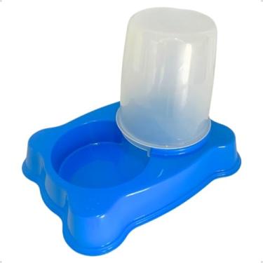 Imagem de Kit Comedouro e Bebedouro Automático Duplo para Cães e Gatos 1,35kg Ração 1,5L Água Dispenser Pet(1 Azul)