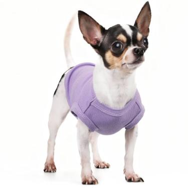 Imagem de Paiaite Camiseta regata lisa sem mangas para cães: roupas coloridas para cães pequenos (menina e menino) camisetas de cachorro em branco, roupas de estilo simples roupa confortável para caninos