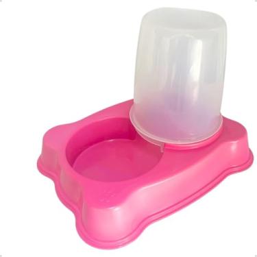 Imagem de Kit Comedouro e Bebedouro Automático Duplo para Cães e Gatos 1,35kg Ração 1,5L Água Dispenser Pet(1 Rosa)