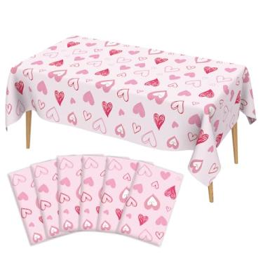 Imagem de Toalha de mesa para dia dos namorados, pacote com 6 toalhas de mesa para o dia dos namorados, 137 x 272 cm, toalha de mesa descartável, retangular, para dia dos namorados, artigos de festa de