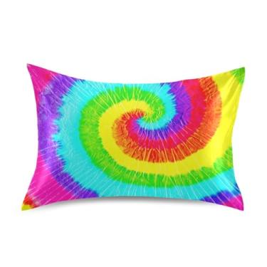 Imagem de Fronhas refrescantes florais personalizadas padrão king queen fronha cama de cetim presentes de vida saudável tamanho queen 76.2 cm x 50.8 cm vibrante roxo rosa azul