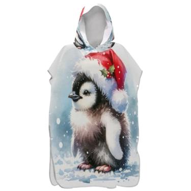 Imagem de Joisal Poncho de surfe plus size trocador para adultos toalha com capuz de praia floral fofo animal pinguim masculino poncho com capuz