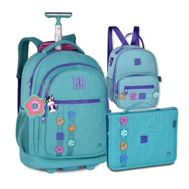 Imagem de Mochila Carrinho Lancheira E Estojo Fichário Rebecca Bonbon
