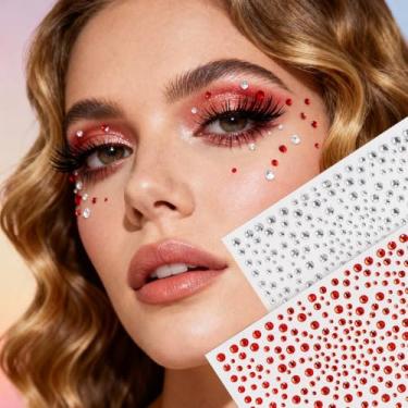 Imagem de 2 peças de tatuagens minimalistas de vários grãos tamanho decorações faciais realistas presente festival de música baile de máscaras para cabelo olhos rosto tatuagem temporária com decoração corporal