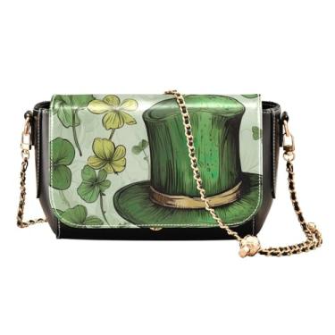 Imagem de Bolsa de ombro feminina de Natal com borboletas e flocos de neve, bolsa de ombro de couro ajustável com alça, Chapéu de duende e trevo - 3, One Size