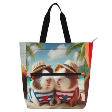 Imagem de Linda bolsa de verão para porquinhos-da-índia para crianças, mulheres, escola, trabalho, livros, presente, bolsa de lona com zíper