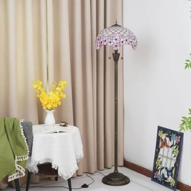 Imagem de Luminária de chão Tiffany, com cúpula de vitral, estilo vintage, dupla, para sala de estar, quarto ou escritório, iluminação brilhante, decoração rústica de canto em bronze, ideal para leitu