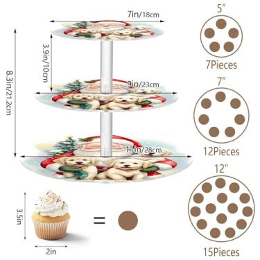 Imagem de Suporte de cupcake de 3 camadas para chá de papai noel fofo cachorro dourado copo de acrílico torre de bolo suporte de rosquinha para servir de casamento suportes para sobremesa sanduíche