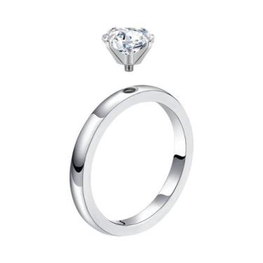 Imagem de Anel De Noivado Solitário Feminino 1.5 CT Em Aço Inoxidável Com Zircôn