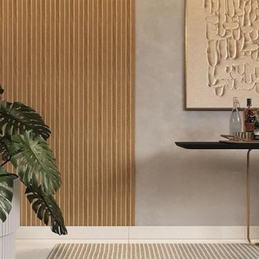 Imagem de Placas Ripados Decorativo Adesiva 45x11 Painel Qualidade Sala Penteadeira(Freijó,100 PLACAS)