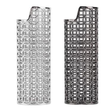 Imagem de Pssopp Suporte de Isqueiro de Metal, 2 Peças, Padrão Oco Vintage, Capa de Suporte de Manga para Barra de Viagem, Suprimentos para Família