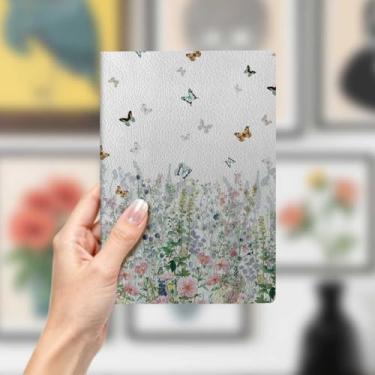 Imagem de Caderno de couro borboleta floral, caderno A5 para anotações no escritório, agenda de 21 x 14,7 cm, agenda de viagem, presentes para amantes de borboletas 1