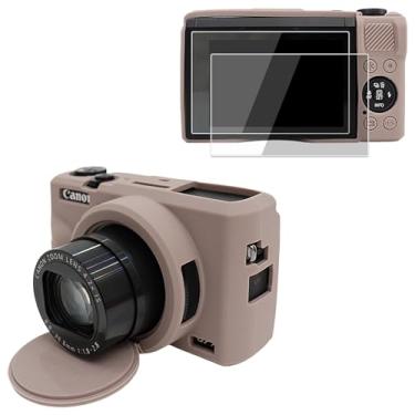 Imagem de VOVMOEYA Capa Para Câmera Canon Powershot G7 X Mark Iii Com 2 Protetores De Tela? Proteção Total Em Silicone Macio G7X, Protetora Lente Removível G7X3-Cinza