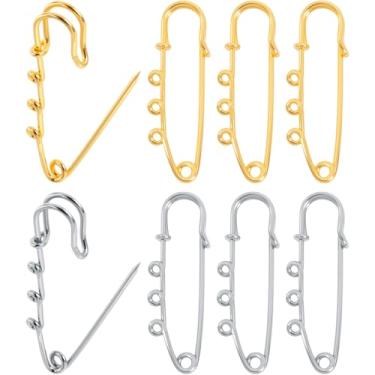 Imagem de Anyichend 8 peças de alfinetes grandes de segurança com laços, broche de segurança resistente, broche kilt prendedores amuletos para cobertores, saias, roupas, tecido de malha, artesanato de costura