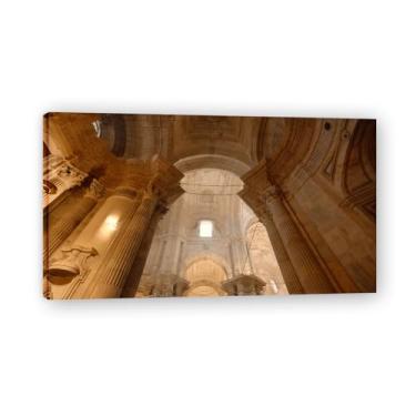 Imagem de Casa de teto alto, foto real, cidade, mar, neve, vale, pastagem, rio, pôr do sol, nascer do sol, impressão em tela, decoração de parede 20 x 36 cm emoldurada