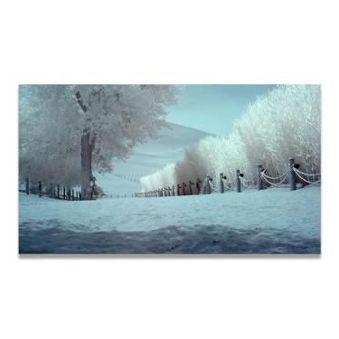 Imagem de LKXGRRSFG Estradas cobertas de neve, foto real, cidade, mar, neve, vale, rio, nascer do sol, impressão em tela para decoração de casa, 40 x 72 cm, sem moldura