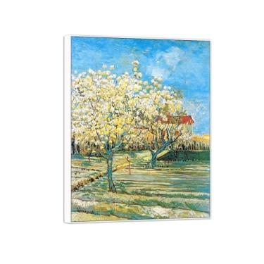 Imagem de Vincent van Gogh Famosa pintura em tela de arte de parede pronta para pendurar Pomar em flor. Imagem em moldura branca para decoração de sala de estar 80 x 105 cm 31 x 41 pol