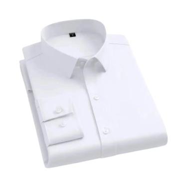 Imagem de Camisa Masculina de Manga Comprida Sem Passar - Gola Alta para Trabalh