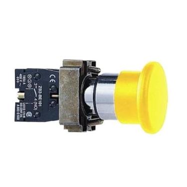 Imagem de Ø Cogumelos com 22 botões, amarelo, diâmetro da cabeça do cogumelo Ø 40, redefinição de mola, 1 NO XB2BC51 XB2BC51C = ZB2BZ101C + ZB2BC5C