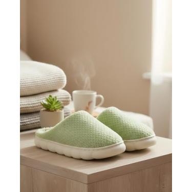 Imagem de Pantufas femininas felpudas quentes aconchegantes macias leves para uso interno rosa, Verde claro, 39
