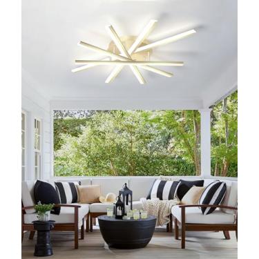 Imagem de Luminária de teto LED linear moderna, dimerizável de 3000 a 6000K, luminária pendente de embutir preta, luminárias de teto douradas, para quartos, cozinhas, salas de jantar e áreas de serviç