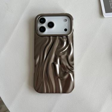 Imagem de SFDSUH Capa de luxo para iPhone 16 Pro Max, cor sólida, com textura amassada, acabamento fosco e suave (Para iPhone 16 Pro Max/Marrom)