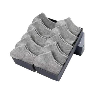 Imagem de Meias De Algodão Respirável De Corte Baixo Pretas Brancas Cinzas 10 Pa