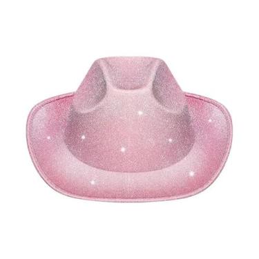 Imagem de EVA Composite Cowboy Hat, Glitter Cowboy Hat, Halloween Party, Rosa Ou