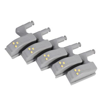 Imagem de Cosiki Armário Armário LED Dobradiça Luz Quente Branco Frio 10 Unidades para Cozinha Doméstica, Material ABS de Fácil Instalação Operado por Bateria, Doméstico Aplicável (branco quente)