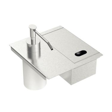 Imagem de PORTA ESPONJA TRAMONTINA COM TAMPA E DOSADOR DE SABÃO LÍQUIDO EM AÇO INOX 94534/016