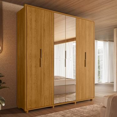 Imagem de Guarda Roupa Casal com Espelho 6 Portas e Pes Em MDF Matisse Madetec