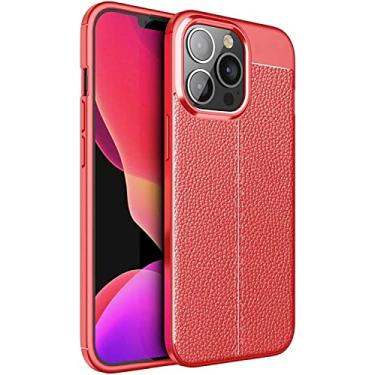 Imagem de ANZOAT Capa para iPhone 13/13 Pro/13 Pro Max, capa protetora traseira de couro PU fino proteção da câmera à prova de choque TPU macio bumper capa protetora elegante fina (cor: vermelho, tamanho: 13 mini 5,4 polegadas)