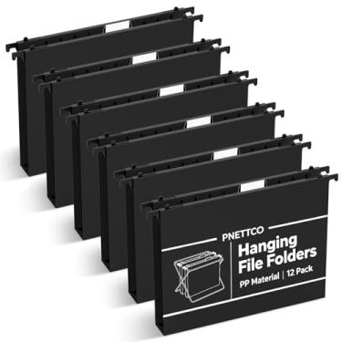 Imagem de Pasta de arquivo de plástico com capacidade extra, pacote com 12 pastas suspensas reforçadas, tamanho carta, pastas de armário de expansão de 2,5 cm, para arquivos em massa, gráficos médicos, preto