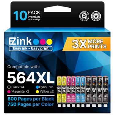 Imagem de E-Z Ink Cartuchos de tinta compatíveis 564xl para impressoras hp substituição para hp 564 cartuchos de tinta combo preto e colorido para PhotoSmart 7520 7510 6510 6520 DeskJet 3520 3522 OfficeJet 4620