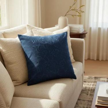 Imagem de Capa de Almofada Veludo Flower 45 cm x 45 cm Azul Marinho - Seven Text