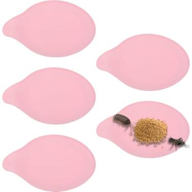 Imagem de 5 tigelas de alimentação isópodes invertebrados para caracol caranguejo críquete dubia, barata, cereja, barata (rosa)