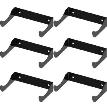 Imagem de Kit 6 Suportes Para Garrafa de Vinho em Aço Adega de Parede Preto Adeg