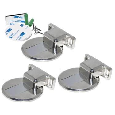 Imagem de 03 Prendedor Fixador Trava Portas Magnético Slim Fixação Adesivo ou Pa