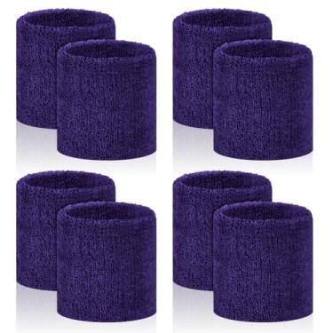 Imagem de PEASUG 8 pulseiras esportivas de suor para homens e mulheres, pulseiras absorventes de pulso, pulseiras de tênis, pulseiras elásticas para suor para basquete, tênis, futebol, academia, corrida, treino