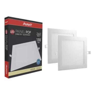 Imagem de 2X Kit 2 Painel Plafon Led 18W Quadrado Embutir Luminária