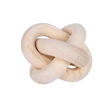 Imagem de Fivela de madeira vintage estilo boho enfeite de mesa arte artesanato decoração artesanal esculpida à mão corrente de 3 elos de madeira (natural)