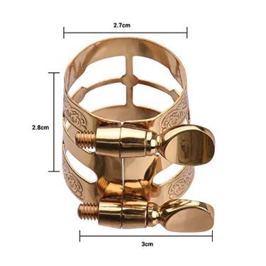 Imagem de Dioche Ligadura de Saxofone de Ajuste de Parafuso Duplo Ligadura de Saxofone Compacto Com Tampa de Bocal para Alto Ouro Cobre 3 X 2,8 X 2,7 Cm (Ouro)