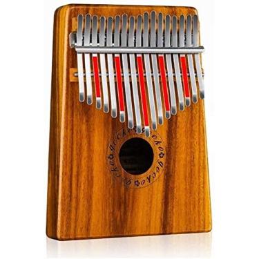 Imagem de Piano de polegar de 17 teclas - Pianos de polegar Kalimbas de 17 teclas feitas de mogno sólido com martelo de afinação, piano de polegar portátil Kalimba para crianças iniciantes (Cor: Cor de madeira