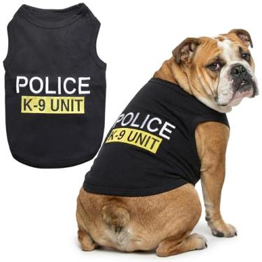 Imagem de Parisian Pet Camiseta unissex para cães com roupas bordadas para cães "Police k-9 Unit" - 100% algodão, fantasia de cachorro - Colete respirável para cães policiais - Camiseta lavável na máquina para