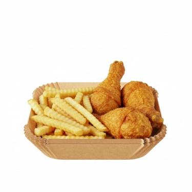 Imagem de Forros de papel Air Fryer, 100 peças de papel de pergaminho quadrado, forro de papel descartável para fritadeira a ar, forros antiaderentes e à prova de óleo para fritadeiras a ar de 5 a 8 QT,