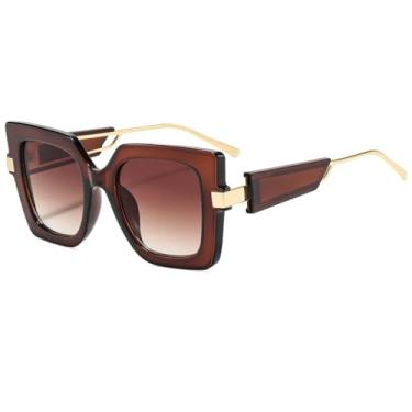 Imagem de Óculos de Sol Femininos Steampunk de Luxo Quadrados com Proteção Solar UV400 (C6tea)